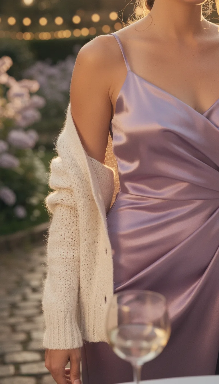 lavender satin with cardigan