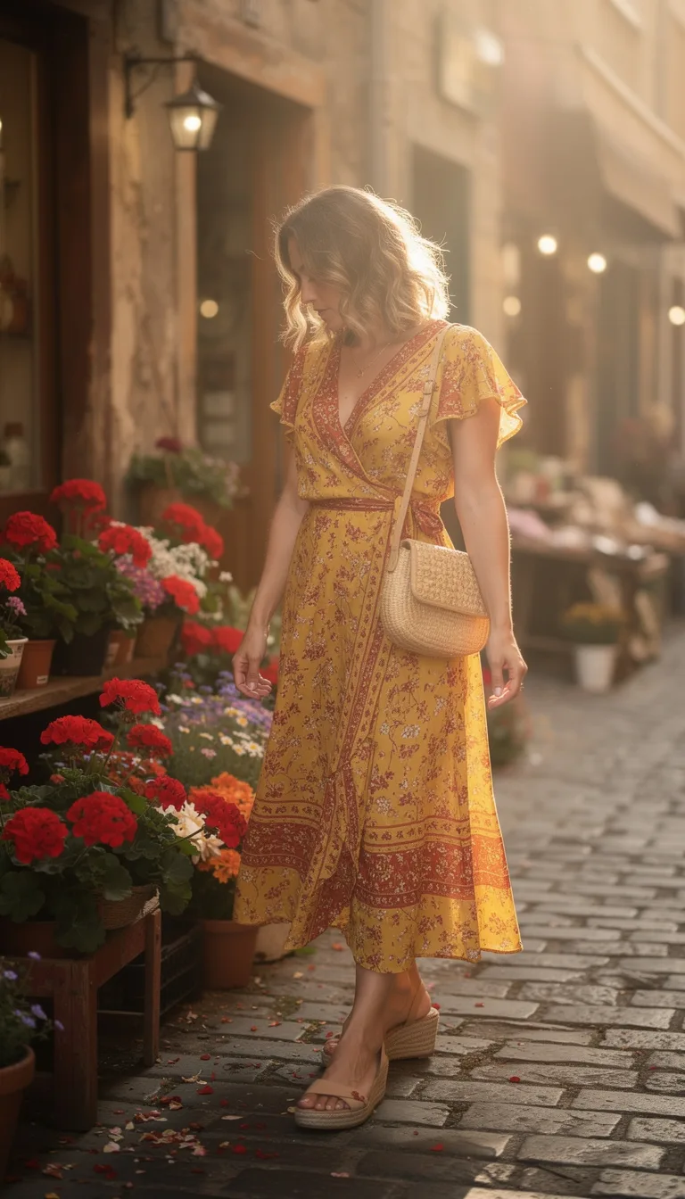 yellow and red floral wrap