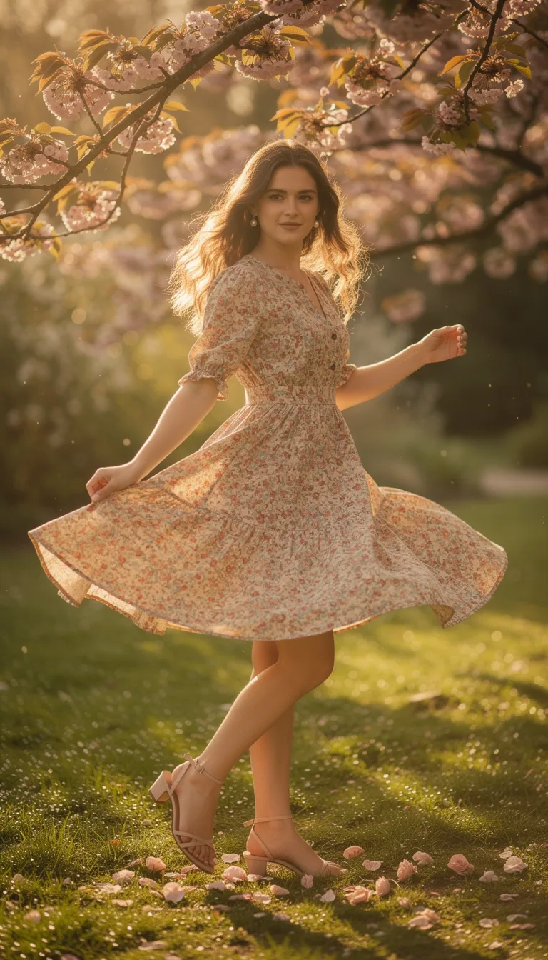 blush floral fit and flare