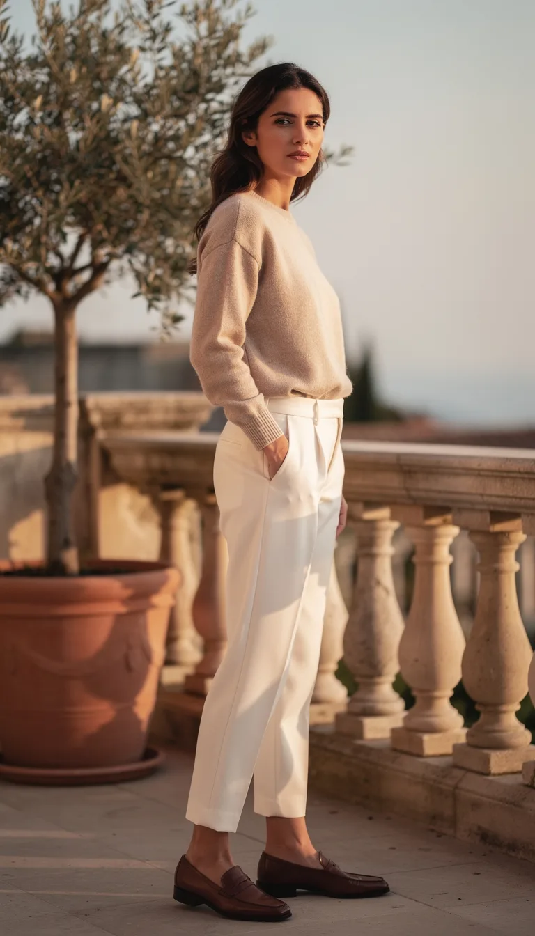 crisp high waist neutral tailoring