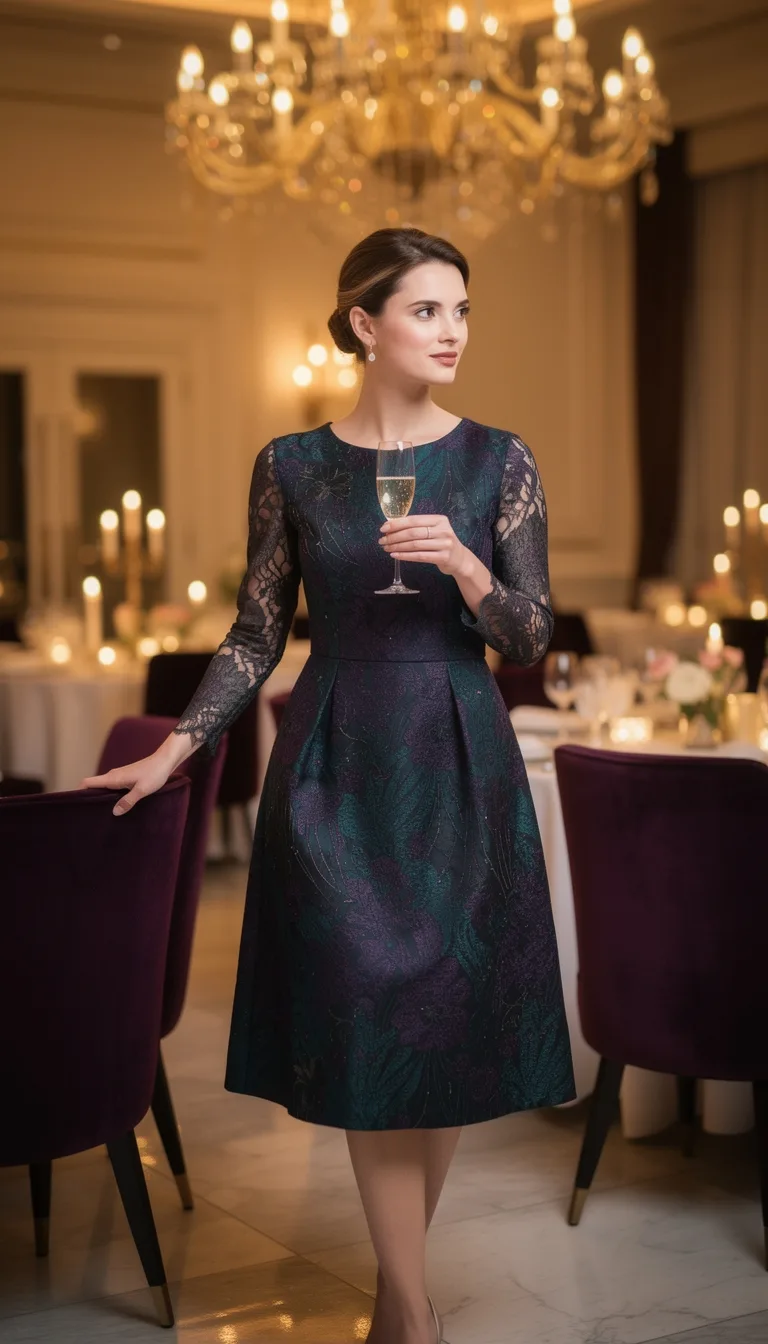 dark teal jacquard a line