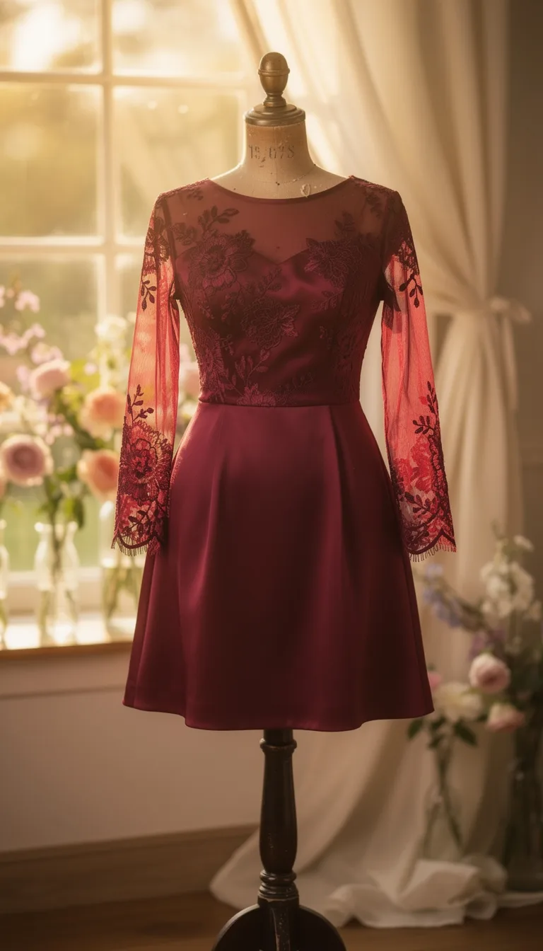 wine red lace romance silhouette