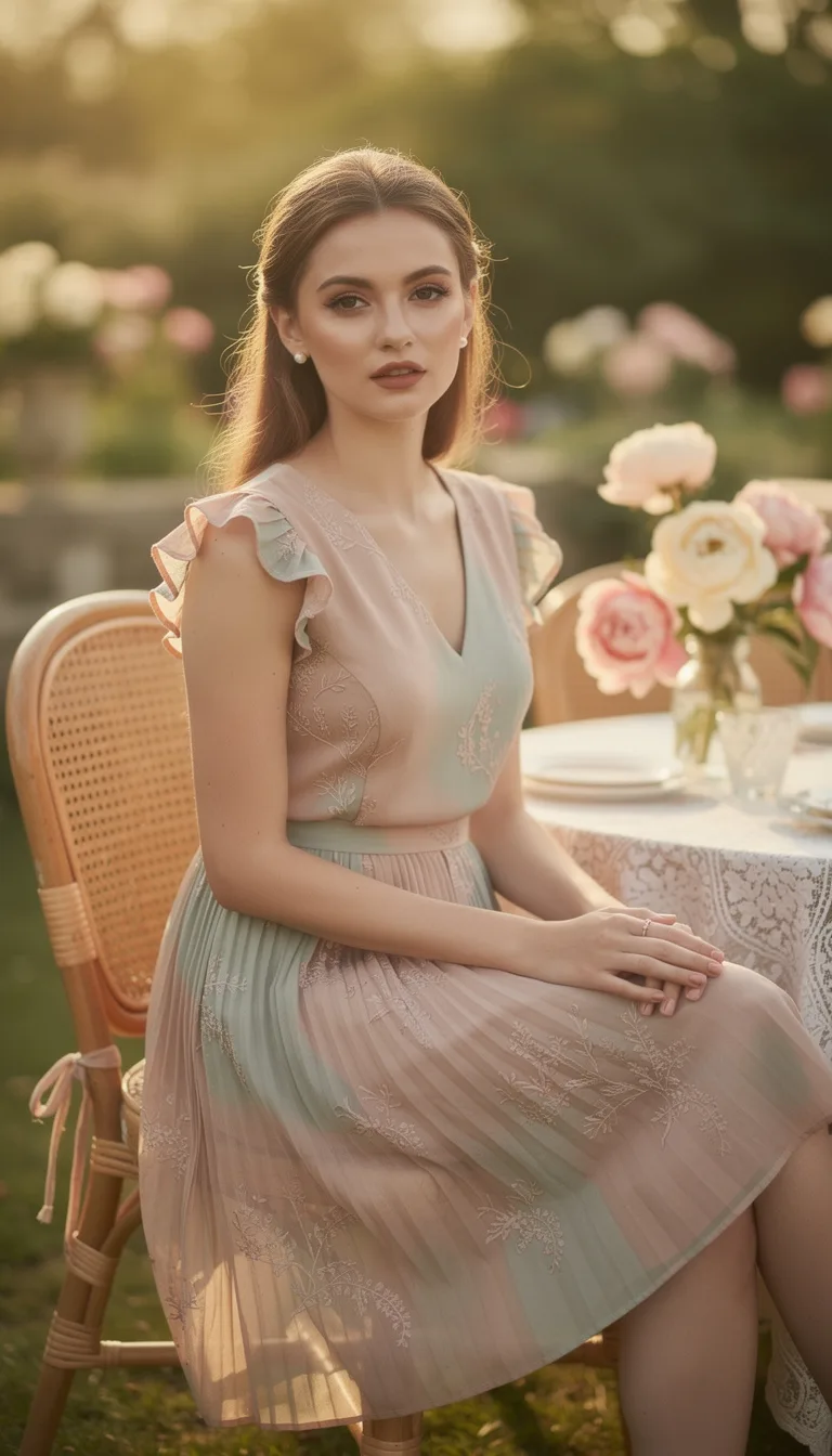 modest ruffled pastel midi