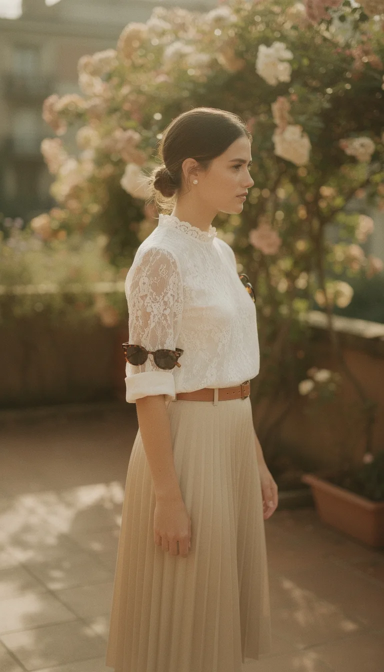 vintage lace pleated neutrals