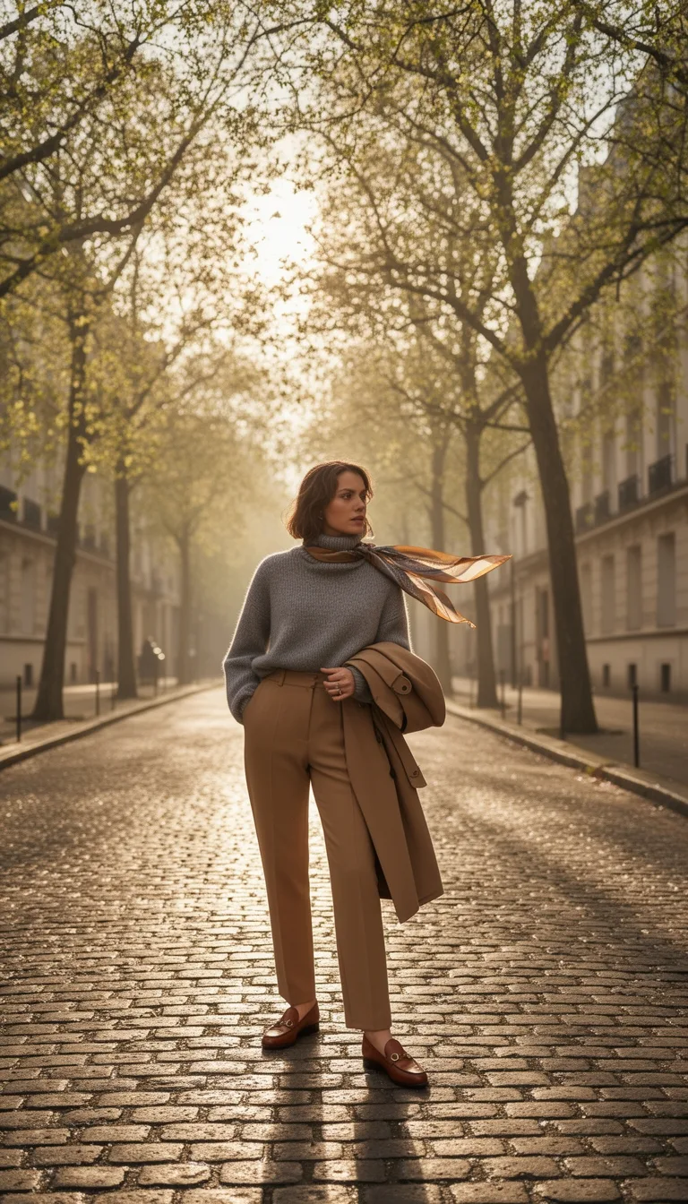 cashmere turtleneck with trousers
