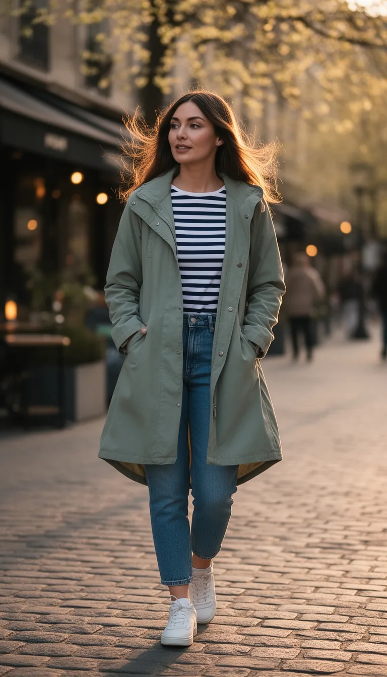 lightweight parka striped shirt