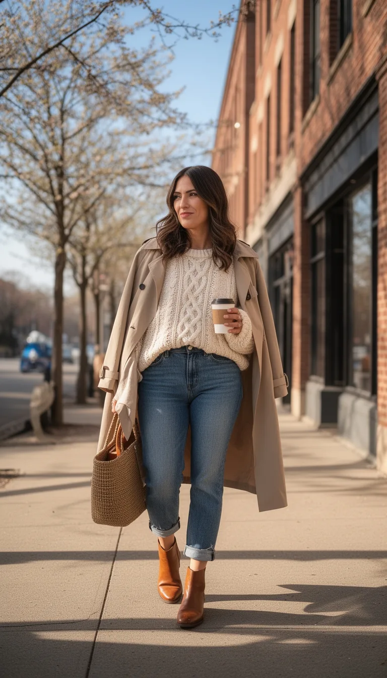 cozy cable knit spring look
