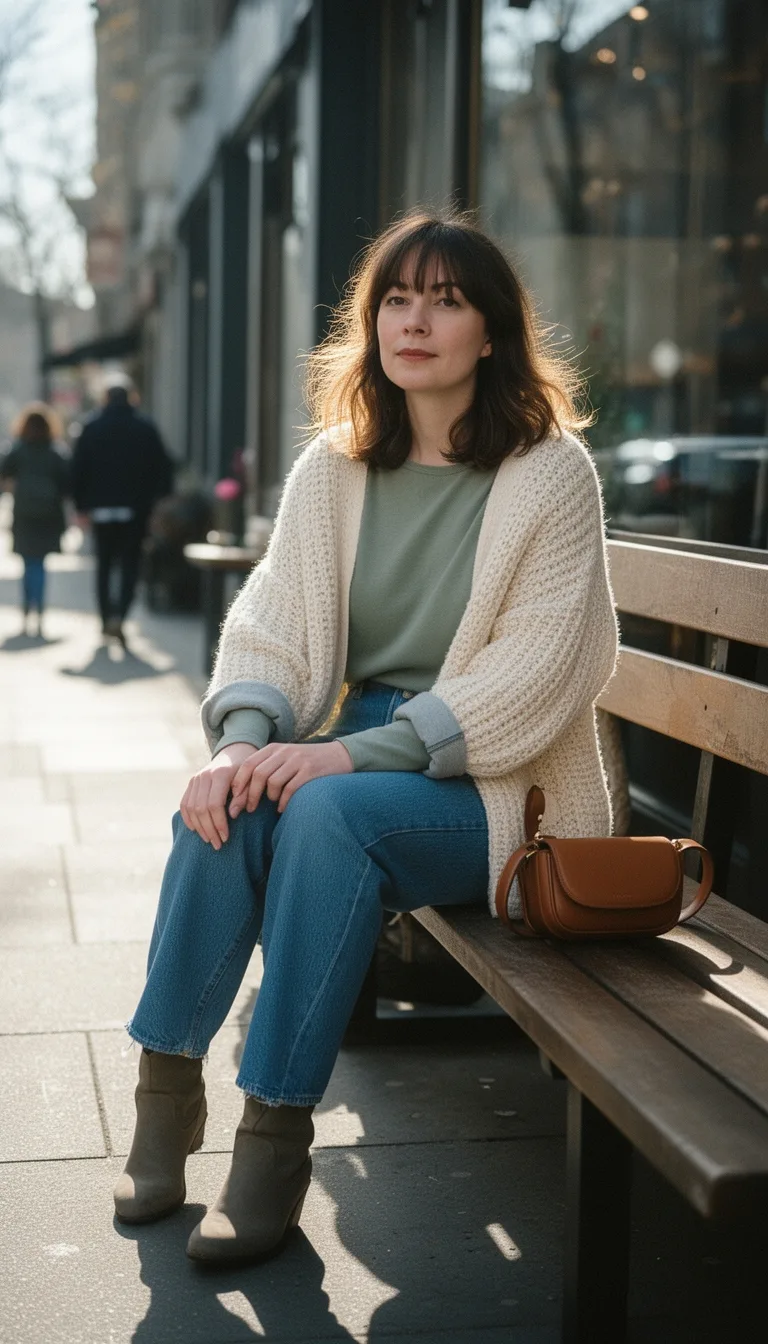 cozy cardigan over tee
