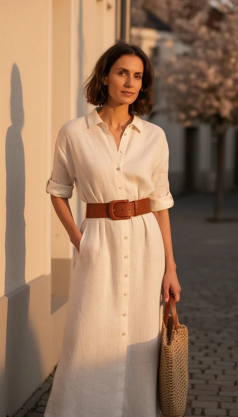 linen shirt dress with belt