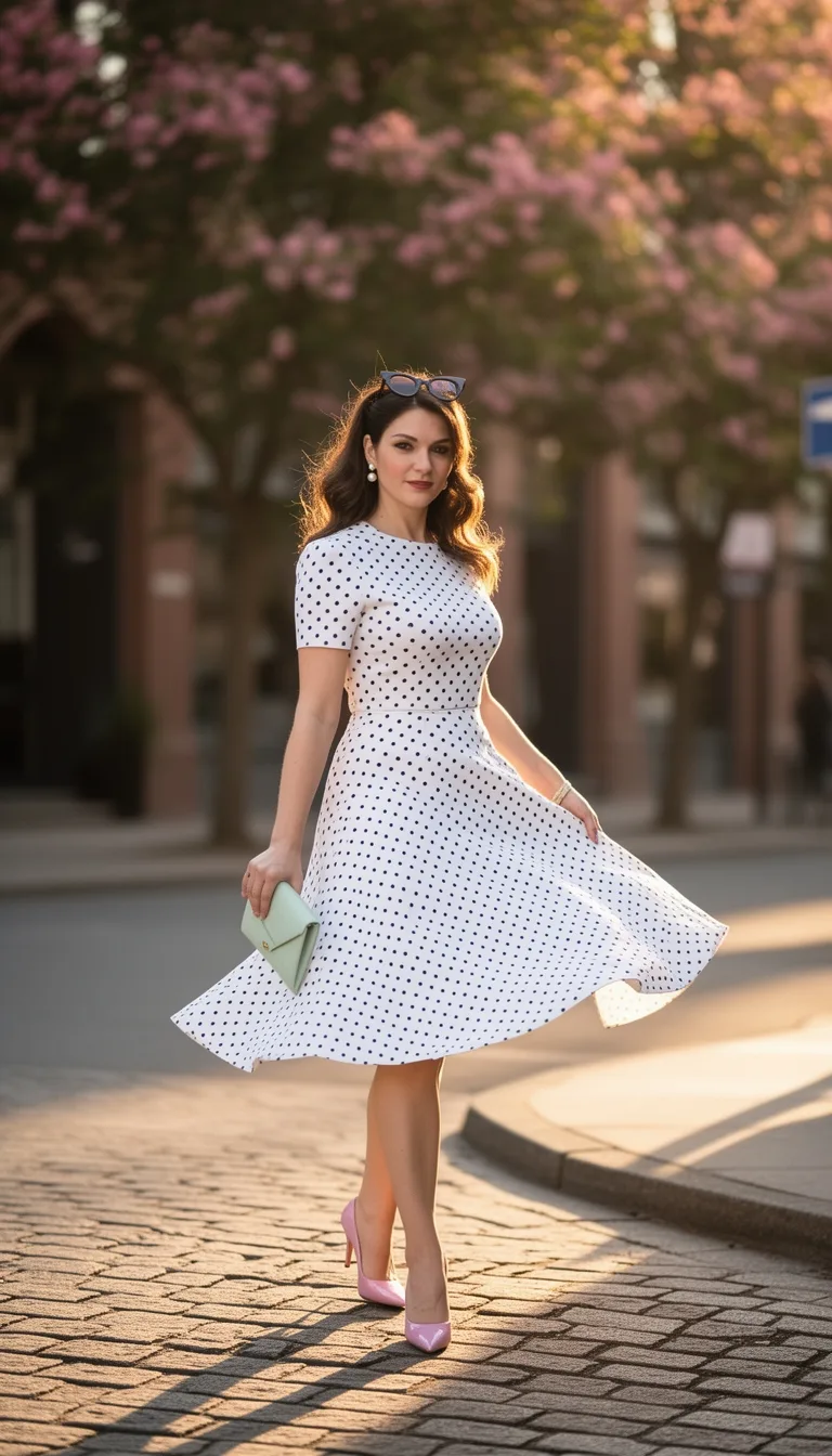retro polka dot pastel pumps