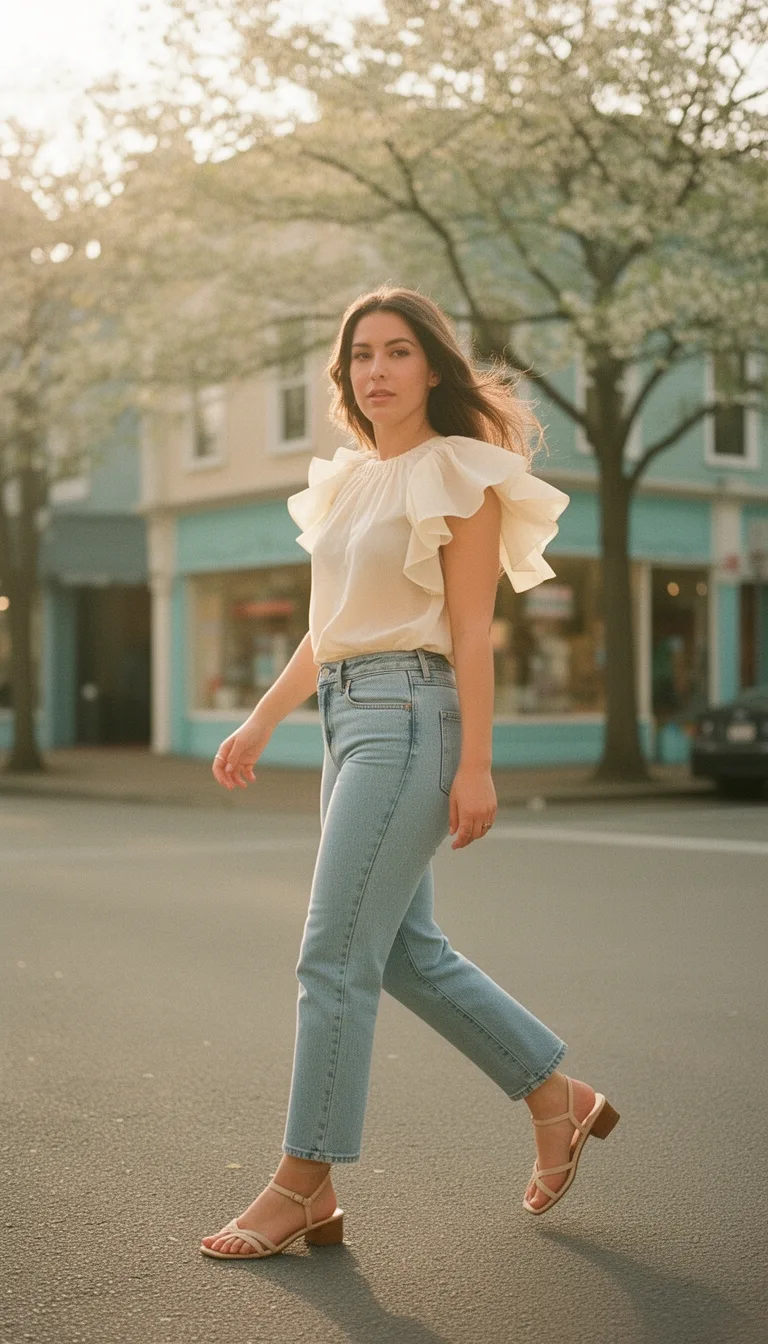 light wash mom jeans ensemble