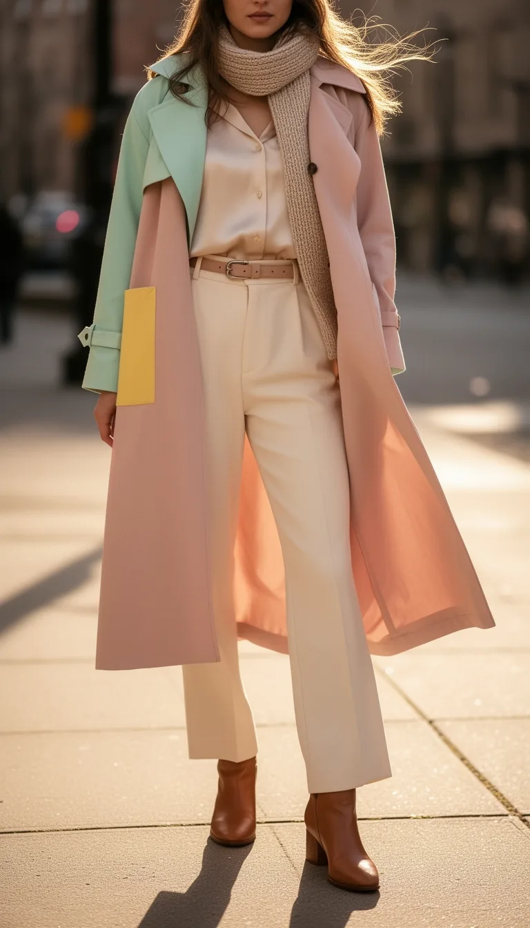 color block trench over monochrome