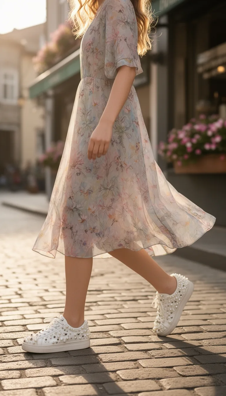 embellished sneakers with dress