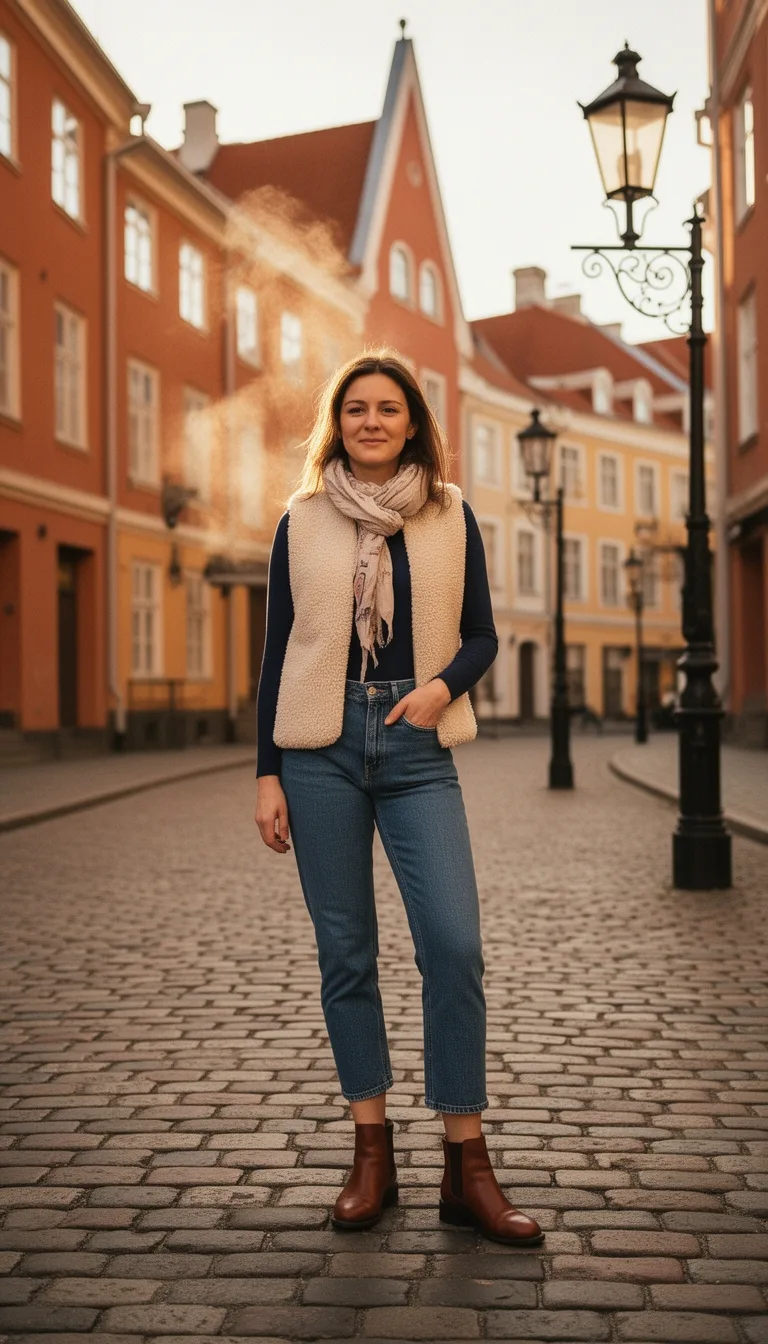 neutral layered spring city outfit