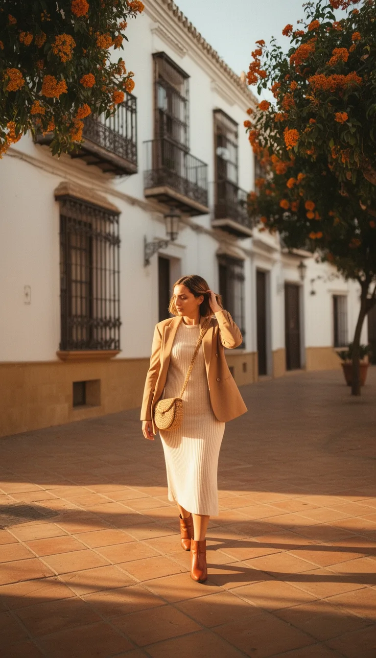 pastel blazer with knitdress