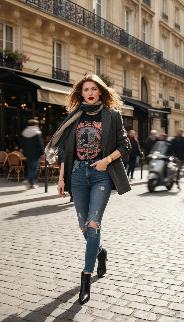 structured blazer graphic tee