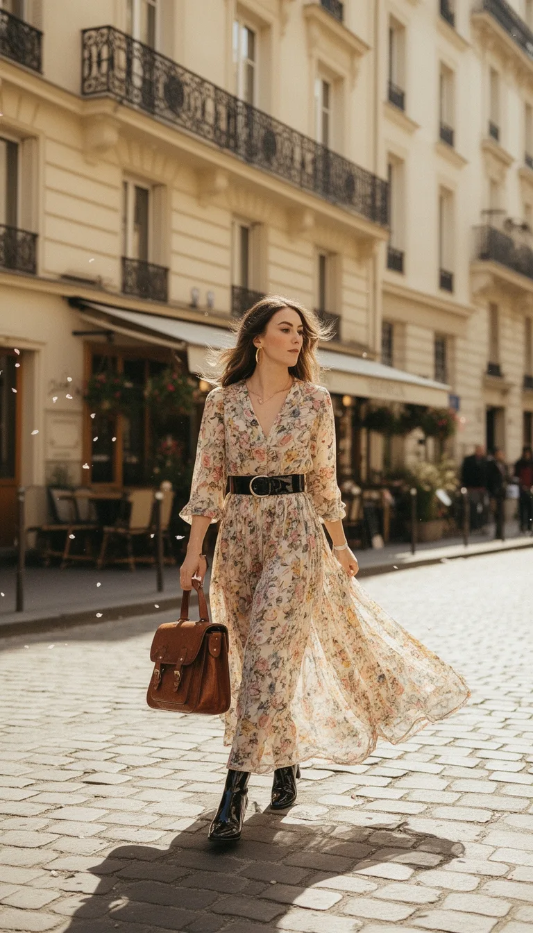 pastel floral maxi with belt