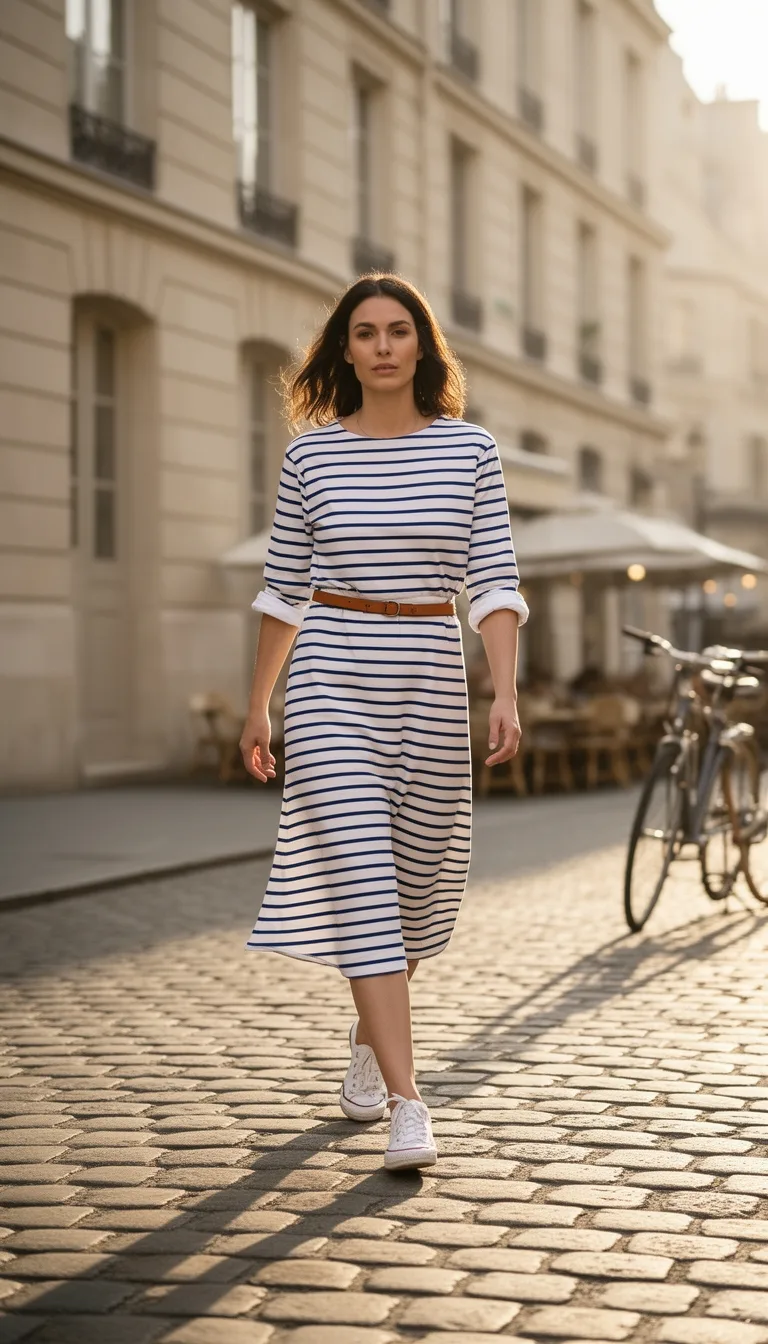 breton striped breezy shirt dress
