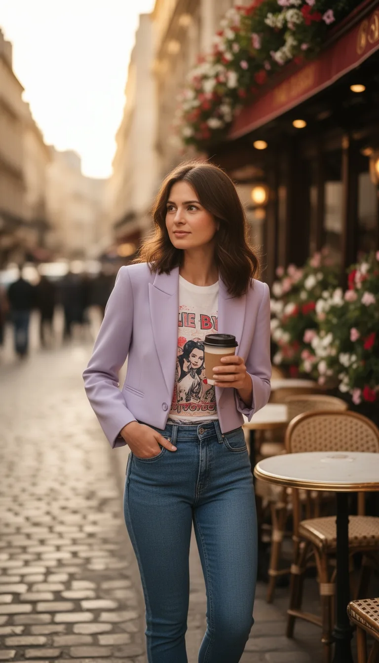 tailored blazer graphic tee