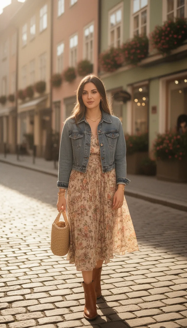 floral midi with cropped denim
