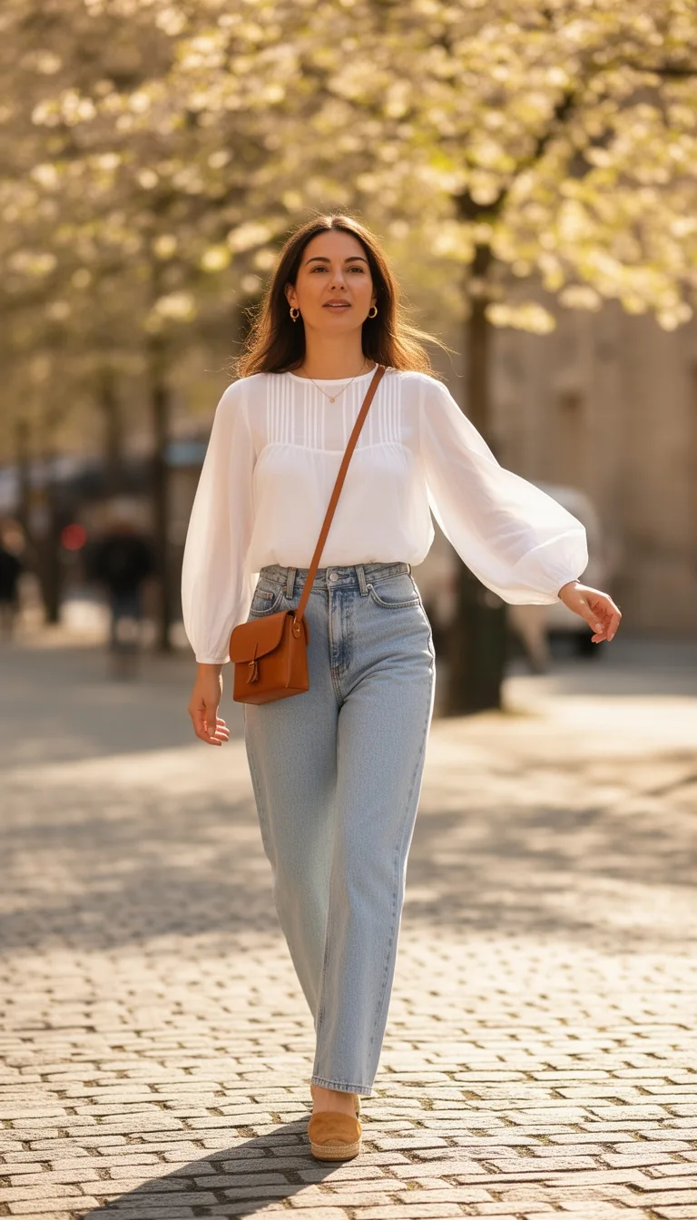 breezy tucked blouse and denim