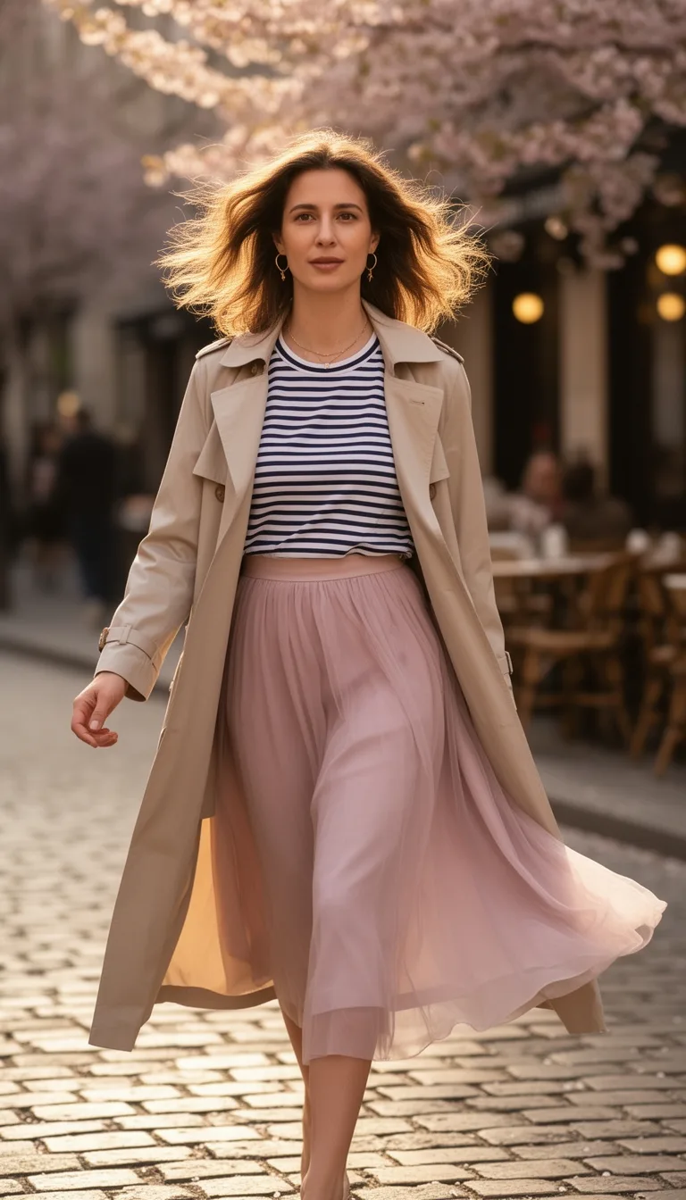 crisp trench striped tee midi