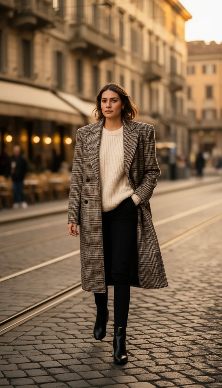 structured plaid coat ensemble