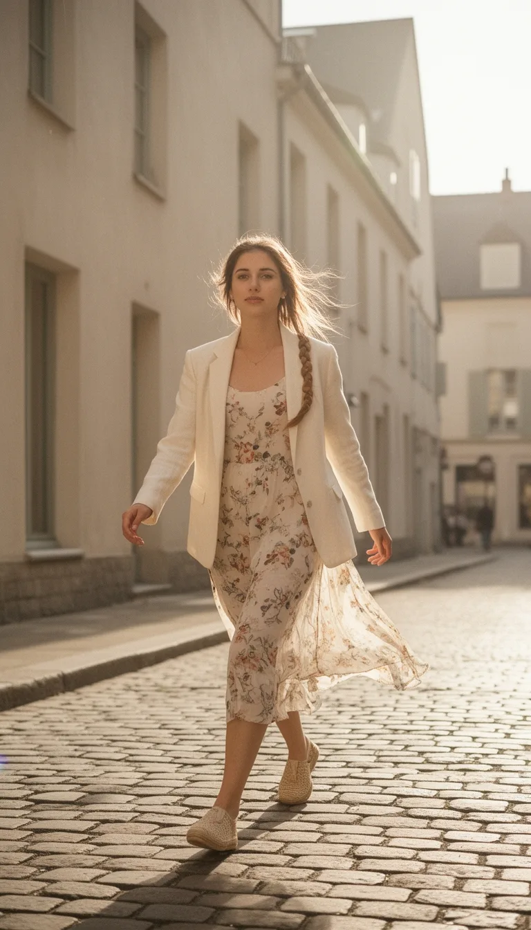 linen blazer with florals