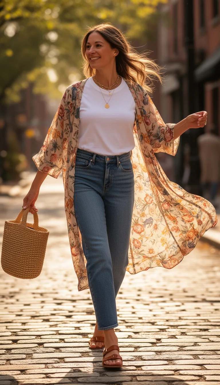 white tee with kimono