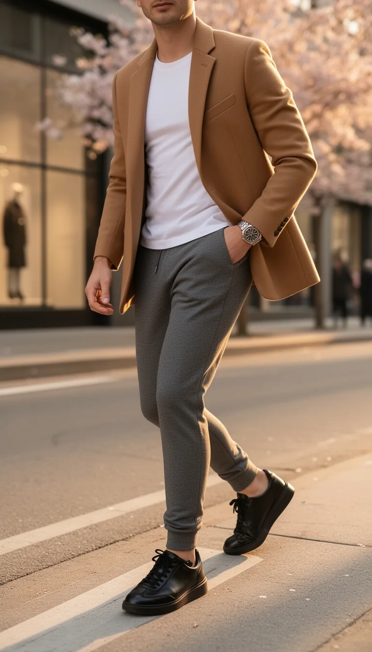 polished athleisure travel outfit