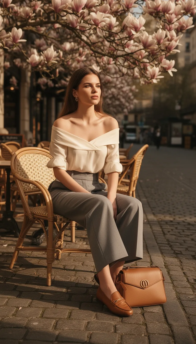 off shoulder silk with culottes