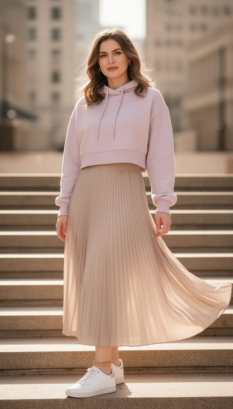 cropped hoodie with pleats