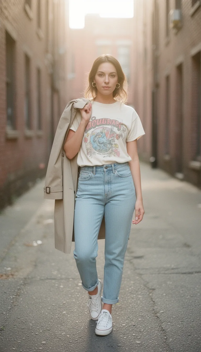 light wash mom jeans ensemble