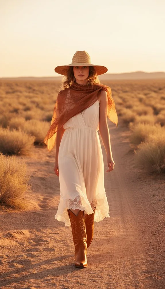 blush dress brown boots
