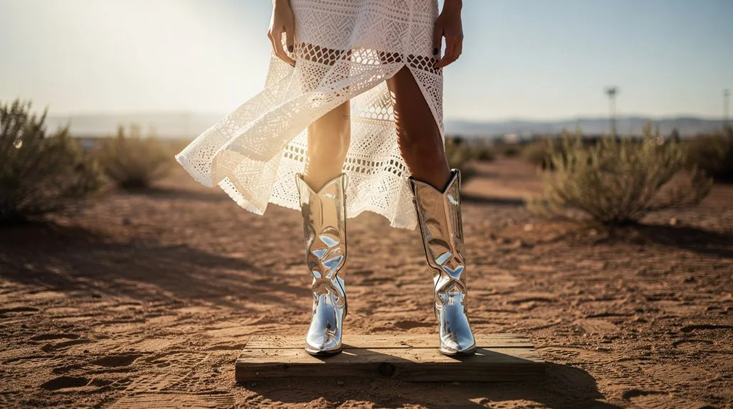 futuristic silver boot ensemble