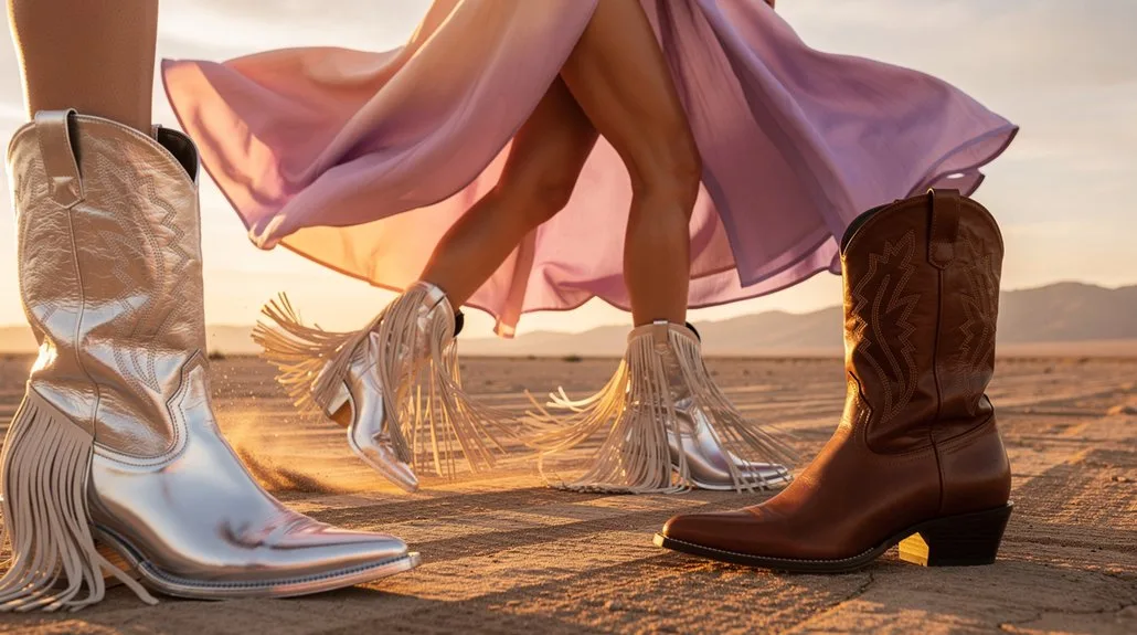 fringe white boots flow
