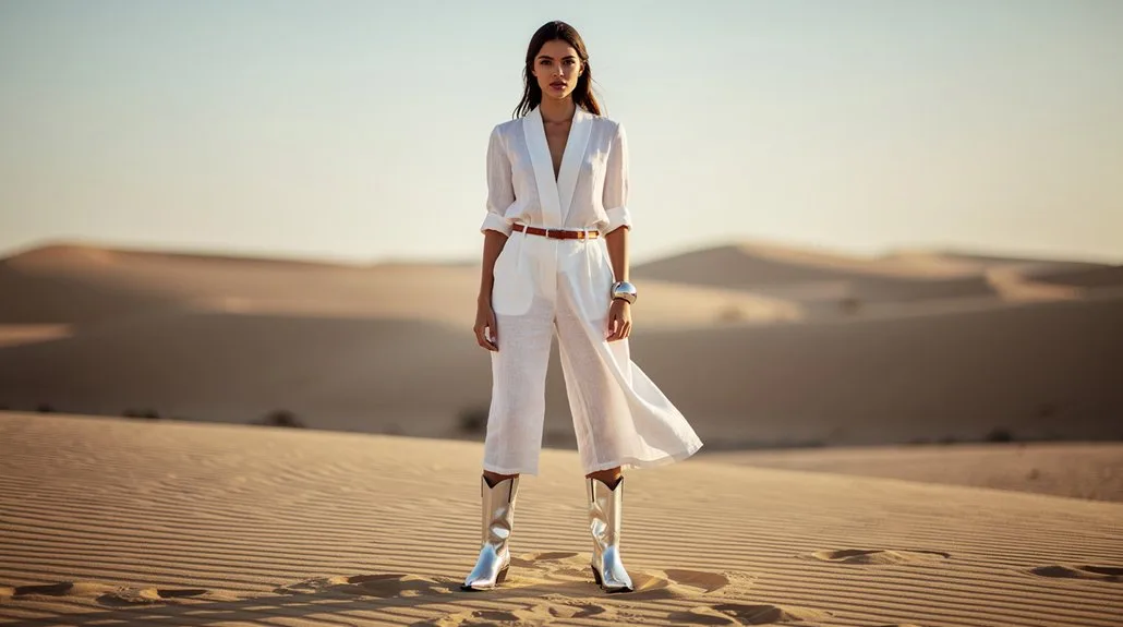 desert minimalist silver boots