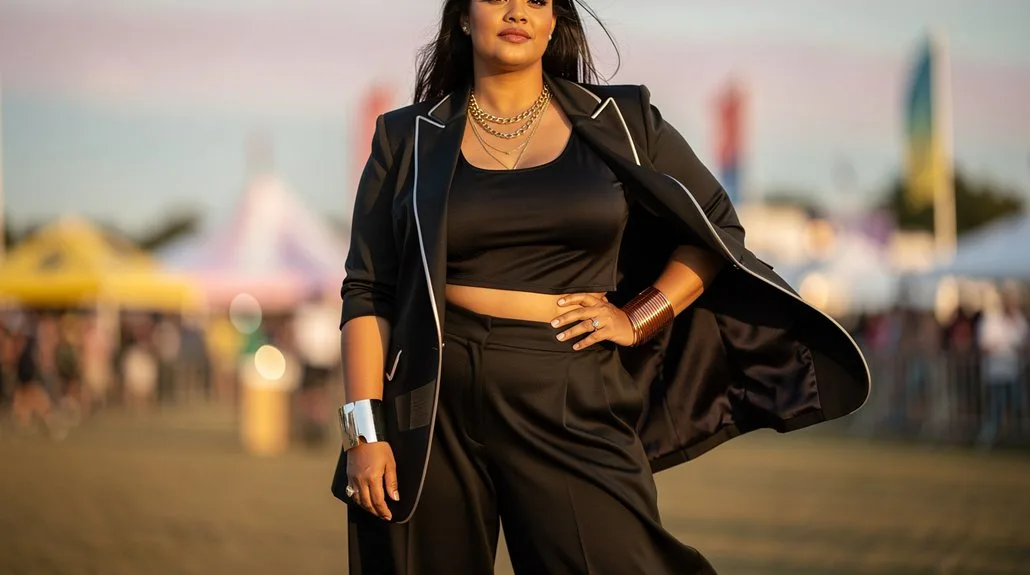metallic layered festival look
