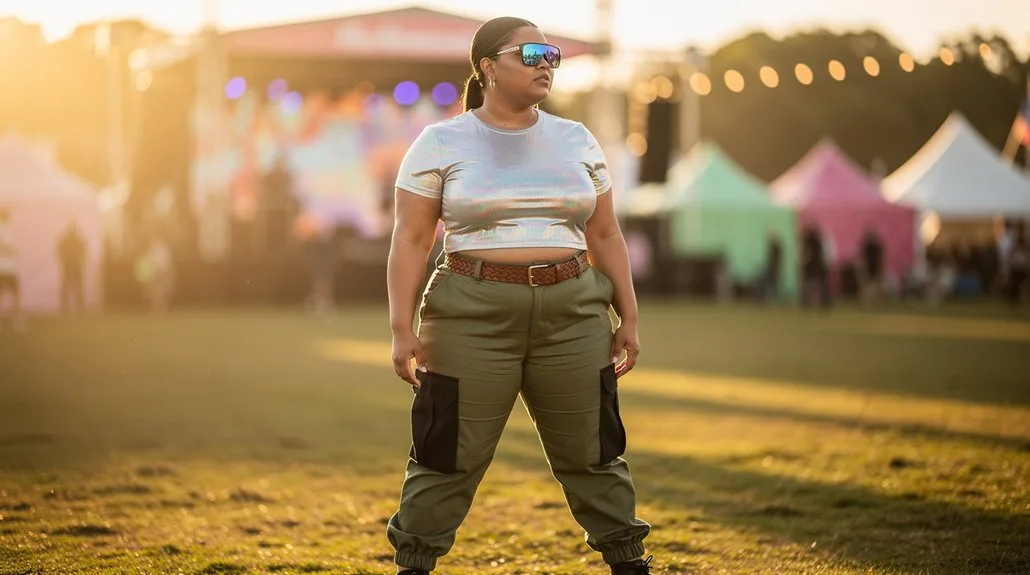metallic crop cargo look