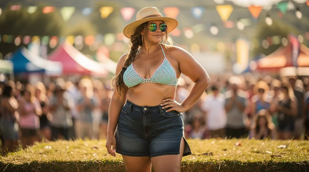 crochet bikini denim outfit