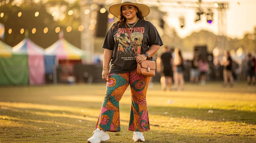 oversized tee patterned pants