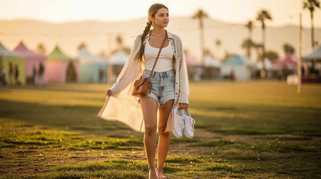 unbuttoned linen festival styling