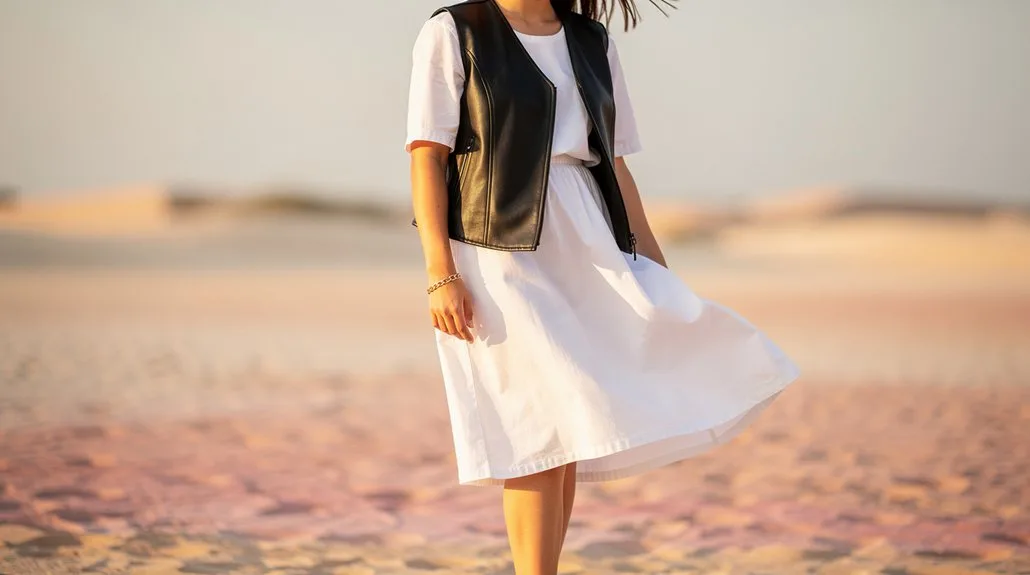white dress leather vest