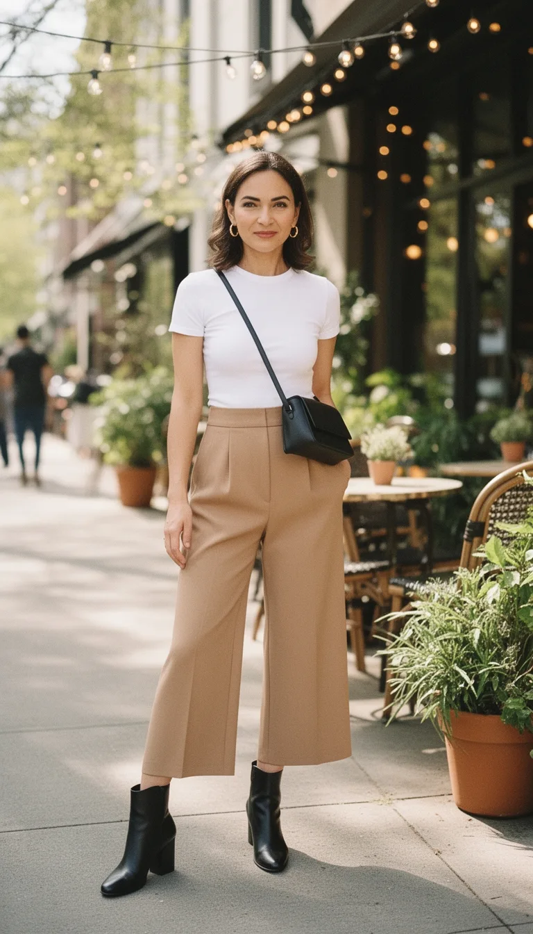 culottes tee sleek boots
