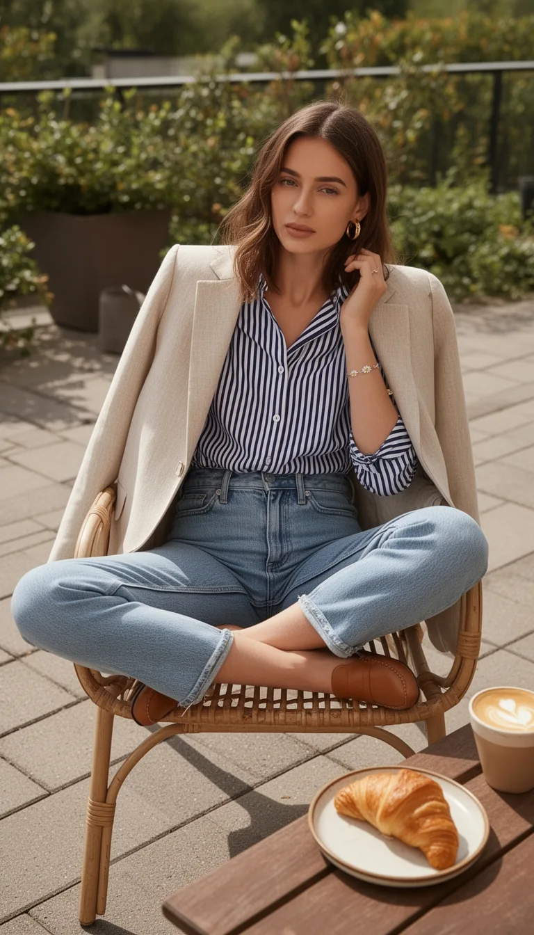 striped shirt light denim