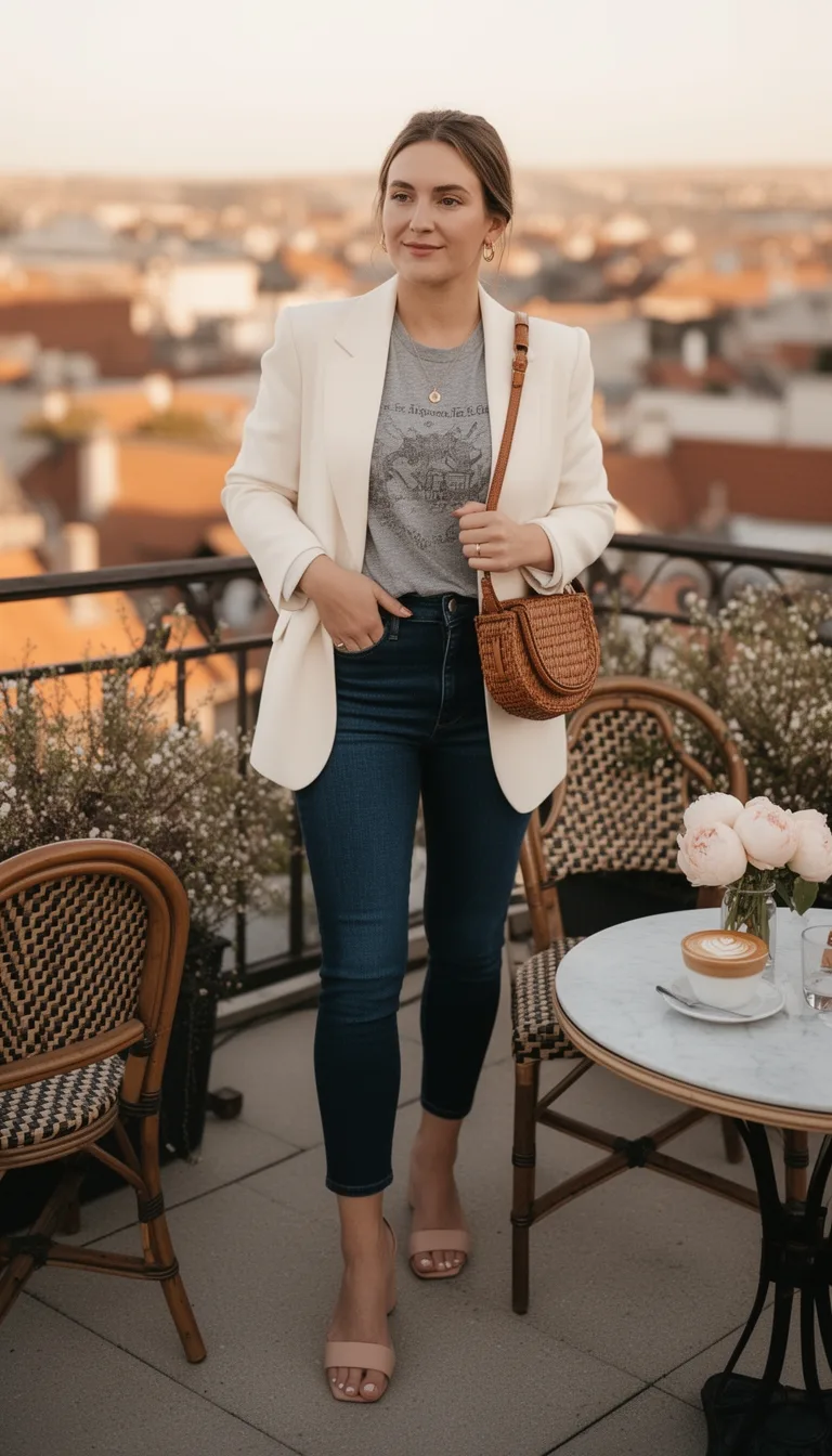 structured blazer graphic tee