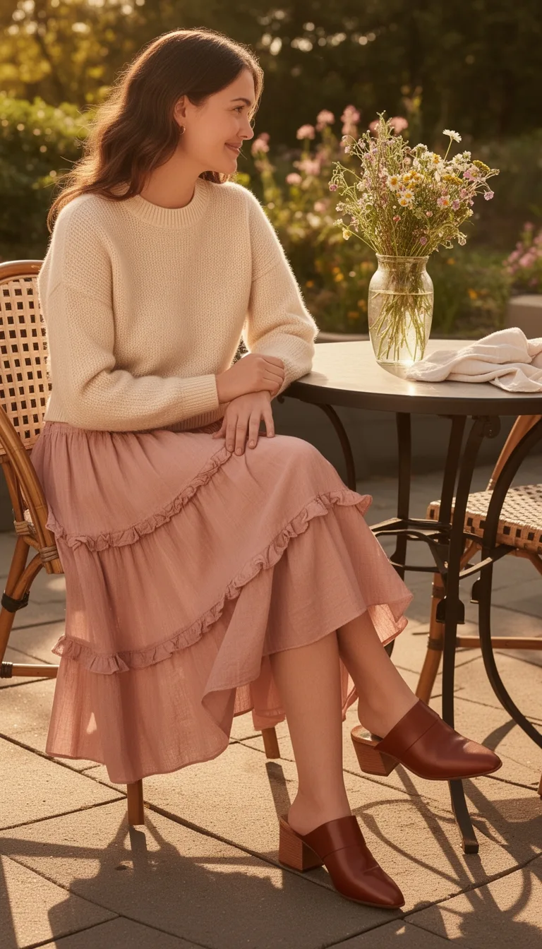 soft knit tiered mules
