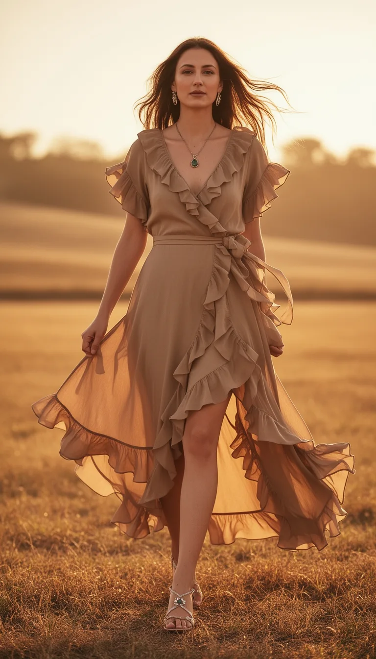 fluttery ruffles wrap dresses