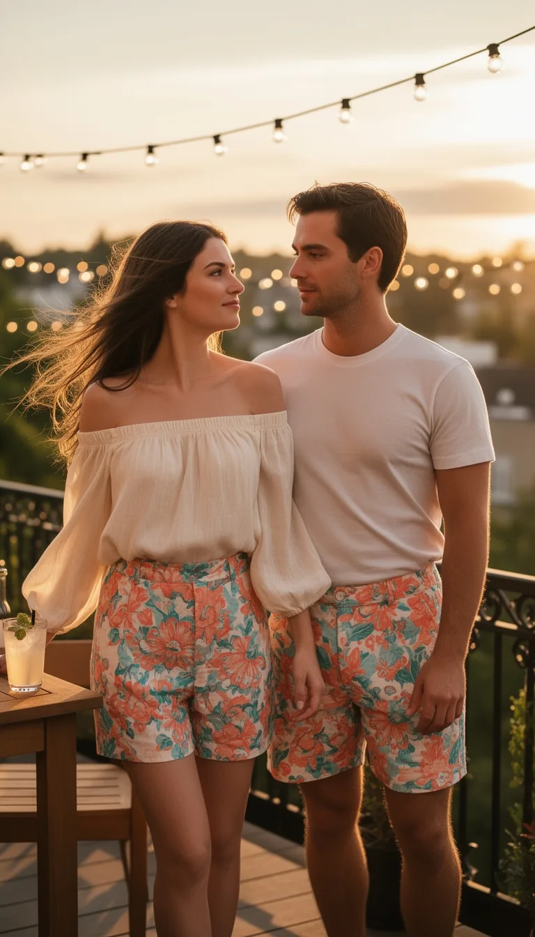 geometric shorts solid blouse