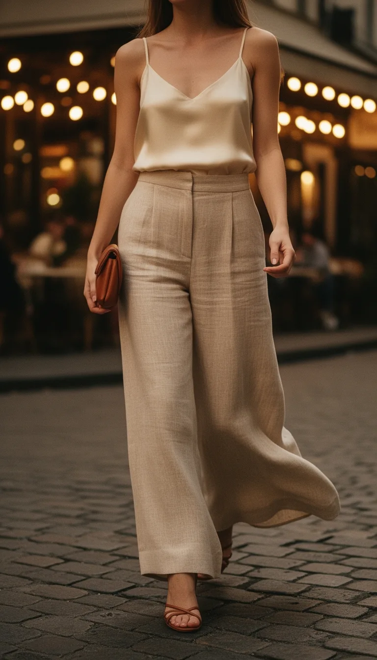 silk camisole linen trousers